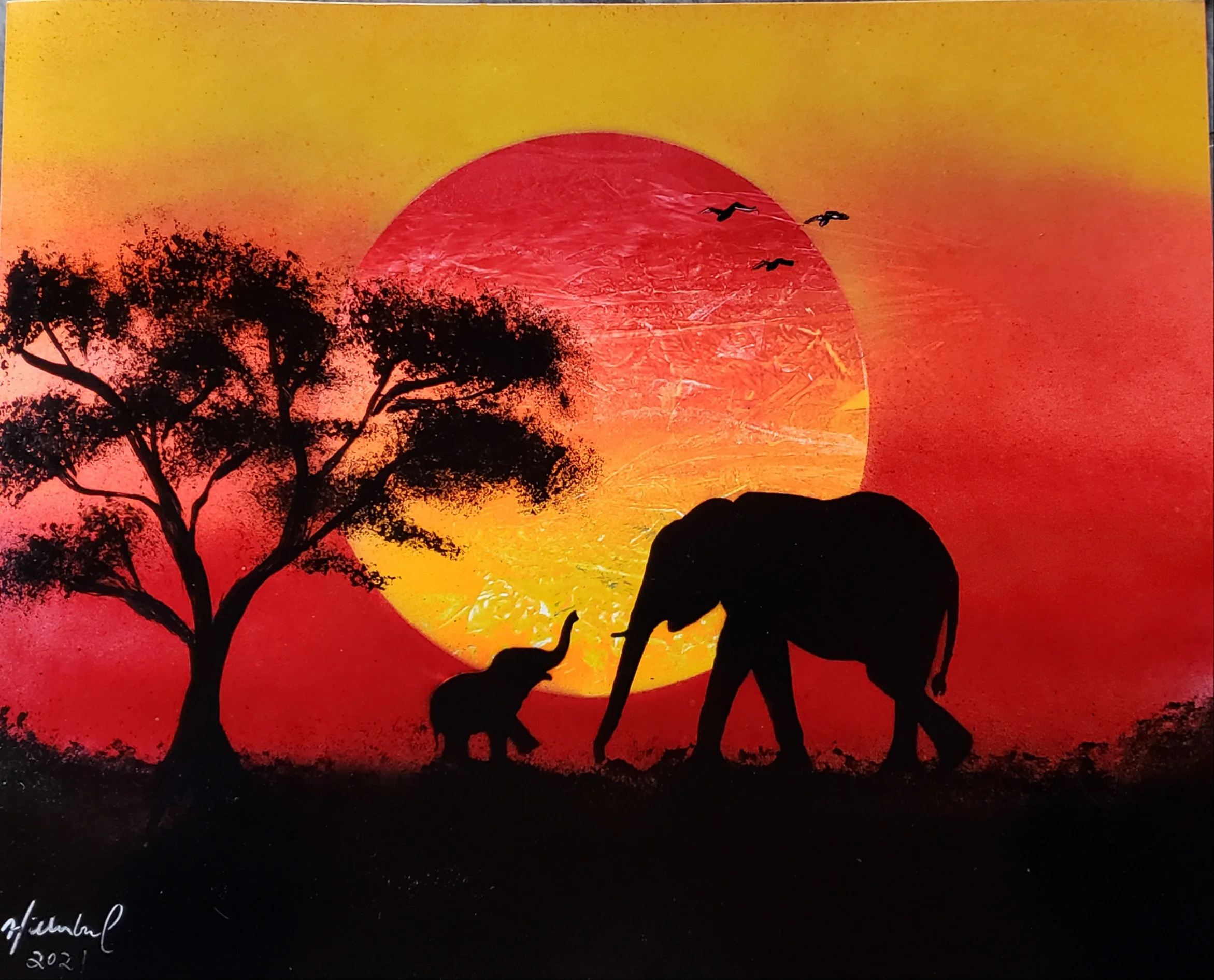 Elephant Sunset