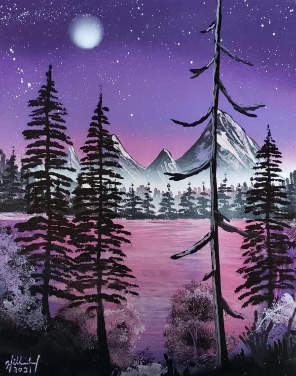 Lilac moon and sky